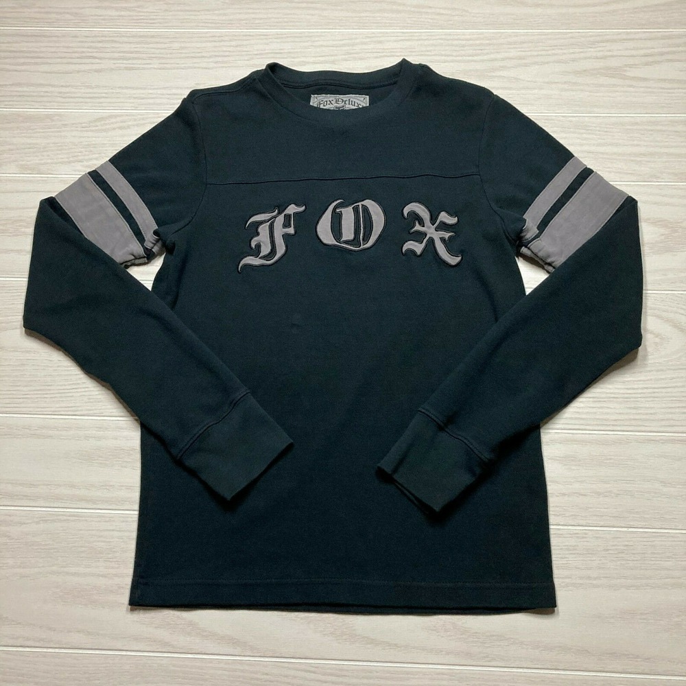 Fox Racing Deluxe Men's Premium Pullover Sweater Black Size Small Logo Spellout